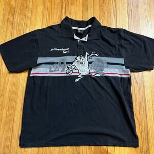 Vintage Lot 29 Polo Shirt Mens XXL Loone Tunes Tasmanian Devil Black